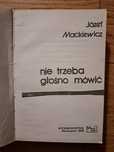 Nie trzeba głośno mówić Józef Mackiewicz