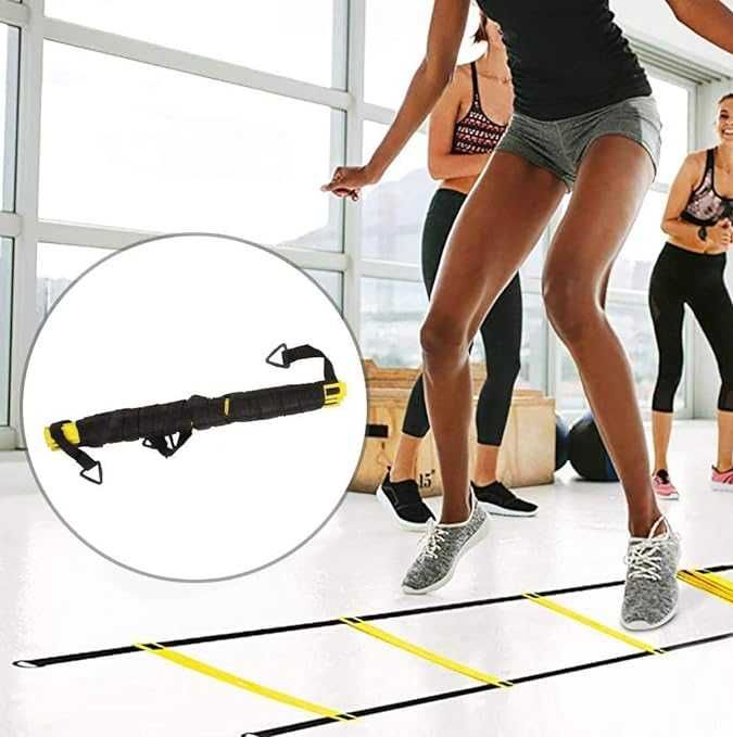 Drabinka treningowa gimnastyczna do ćwiczeń 6m 12 szczebli regulowana