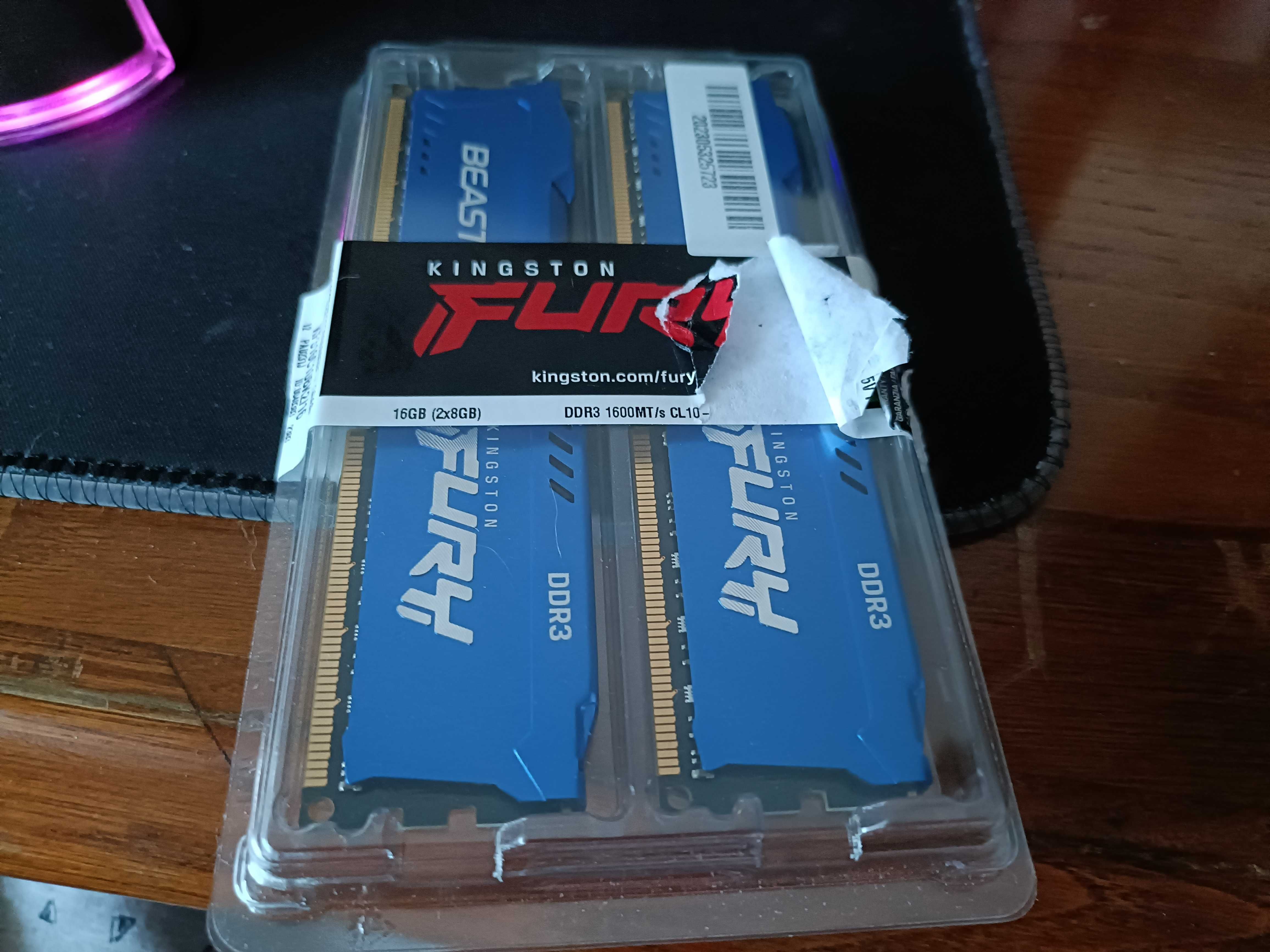 Memoria Ram Kingston 16GB 2x8GB DDR3 1600 MHz CL 10 Azul