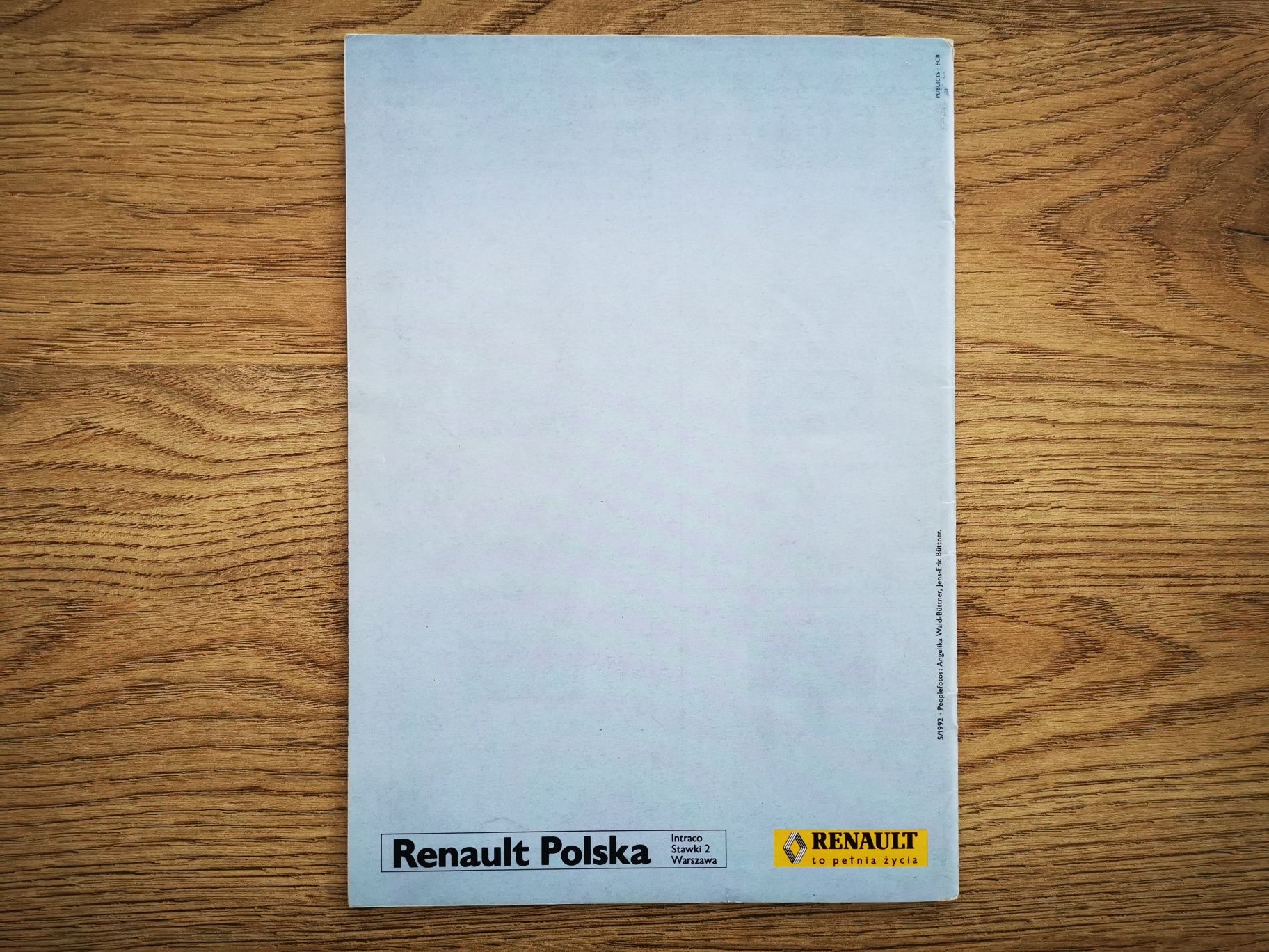 Prospekt katalog Renault 1992 r.