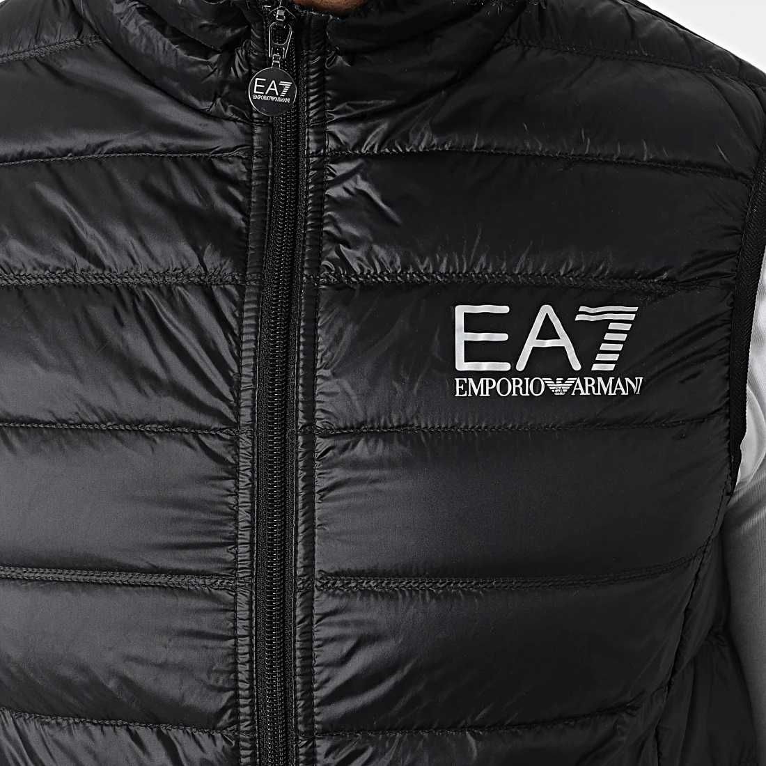 EMPORIO ARMANI EA7 efektowny męski bezrękawnik puchowy BLACK