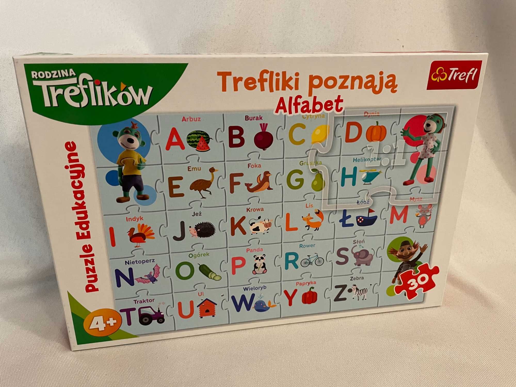 puzzle edukacyjne trefliki poznają alfabet i puzzle 60 el.