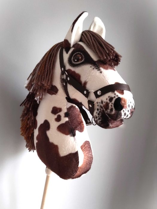Hobby Horse srokaty, Apalloosa, duży, z kantarem, jakość Premium