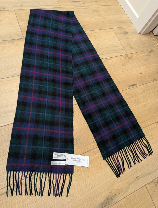 James Pringle szalik NOWY szal wełniany krata puree wool damski męski
