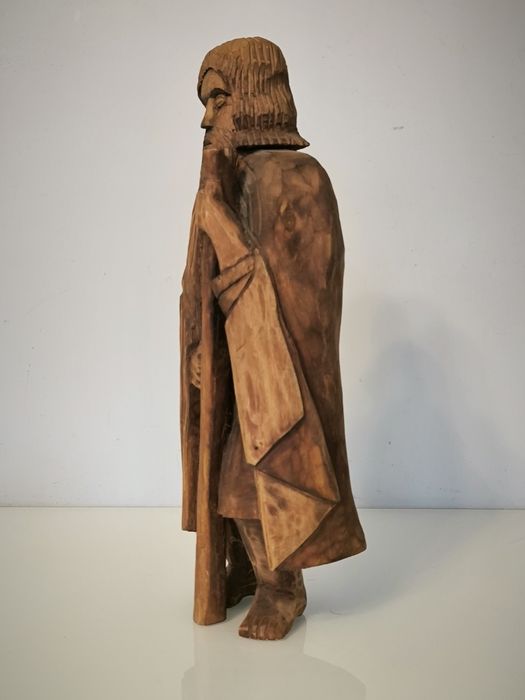 Rzeźba ludowa sygnowana Święty Krzysztof