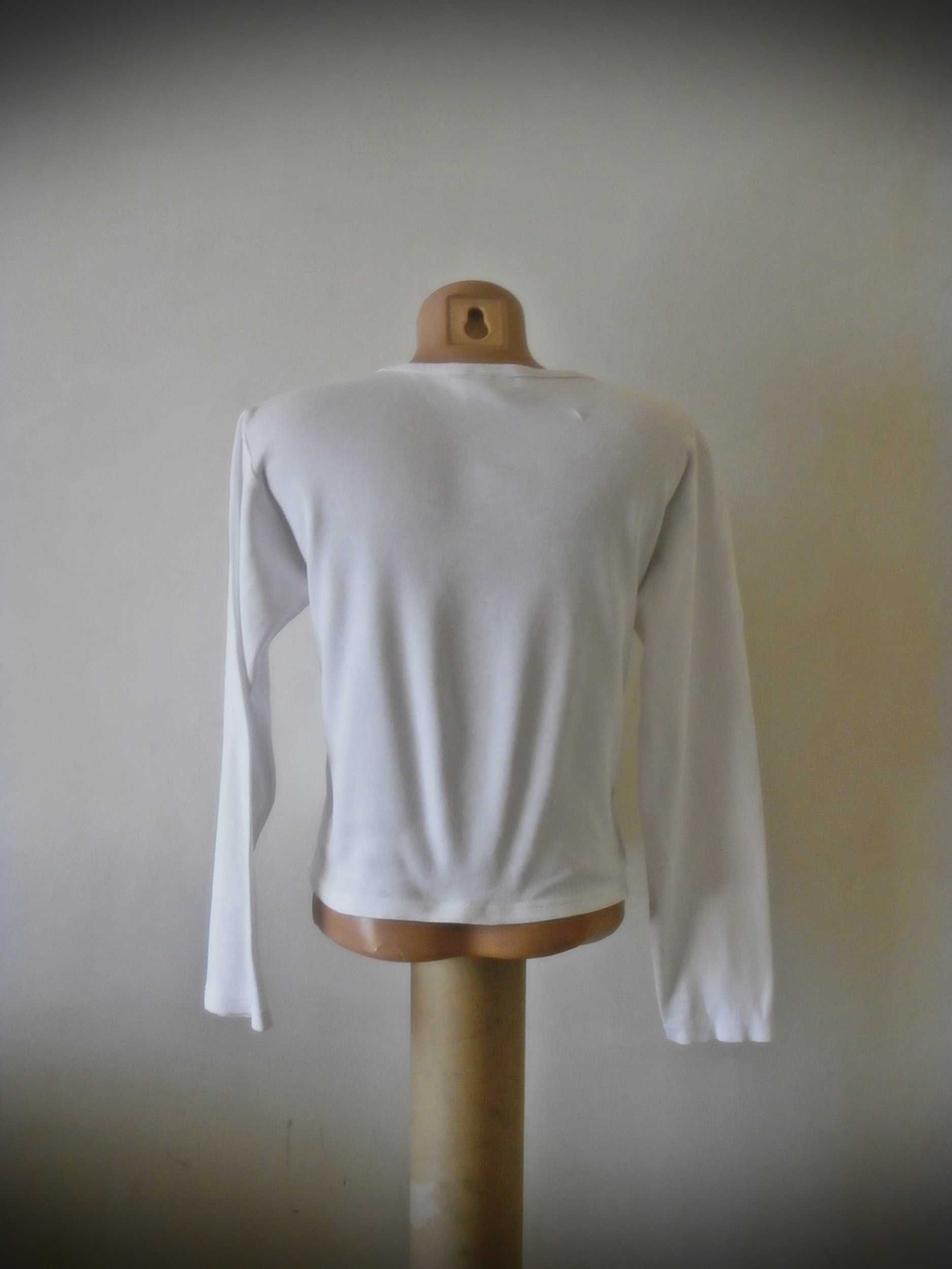 Bluzka damska biała z kolorowymi dodatkami rozmiar 40.