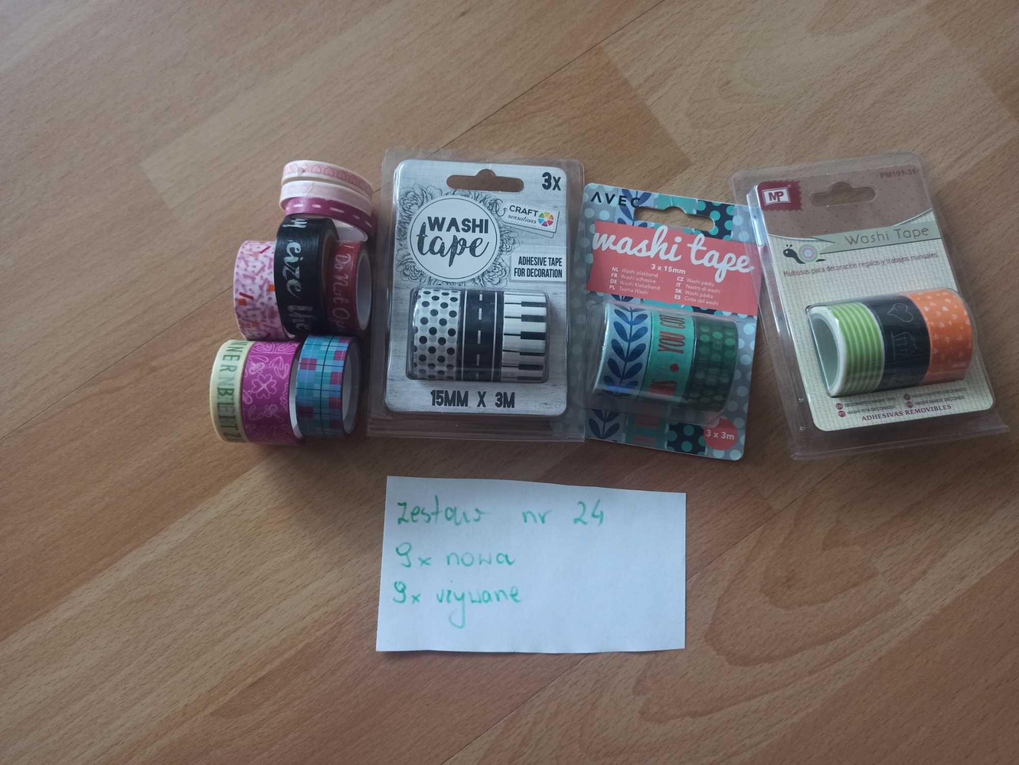 Zestaw nr 24 Taśmy washi ozdobne 18 sztuk scrapbooking rękodzieło