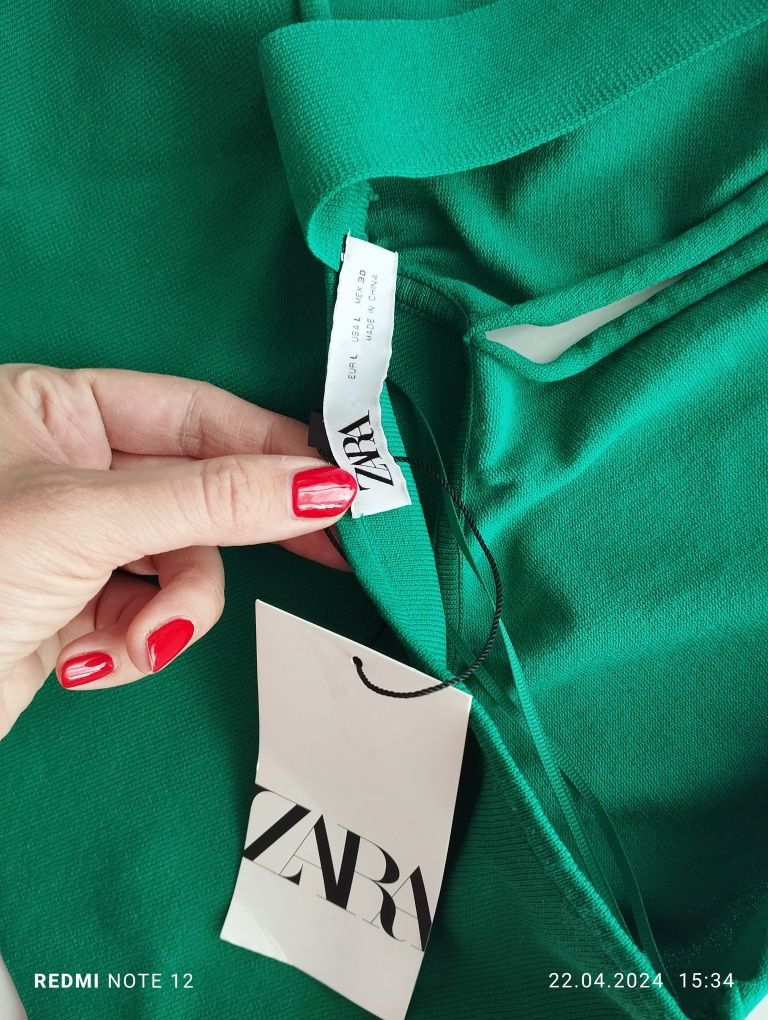 Crop top Zara L damski piękny zielony nowy z metką