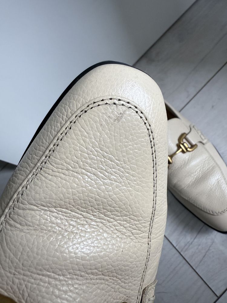 Skórzane kremowe mokasyny Zara 38 24,5 cm