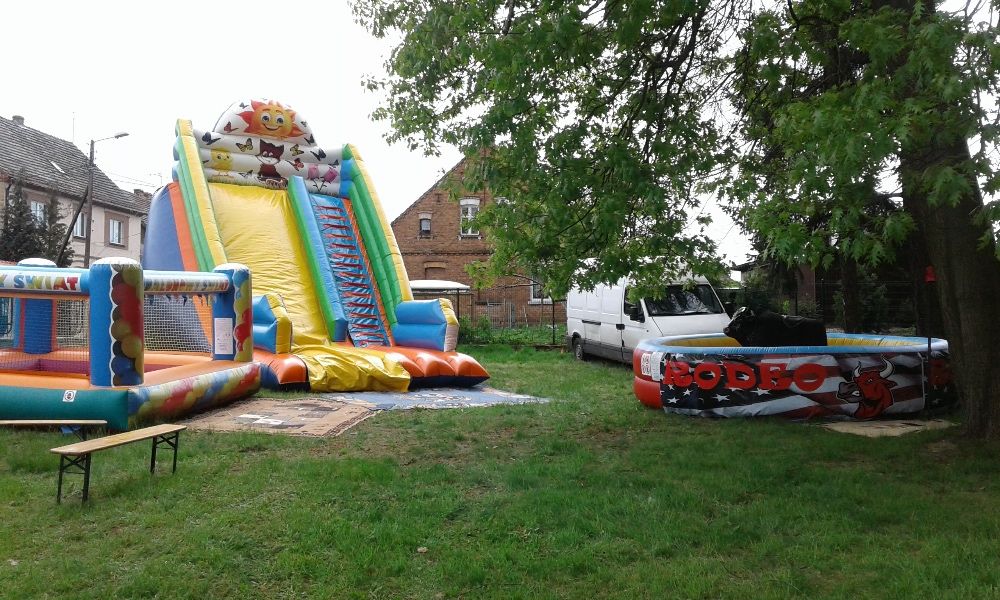 Byk rodeo dmuchance festyny zjeżdżalnia eurobungee wata cukrowa popcor