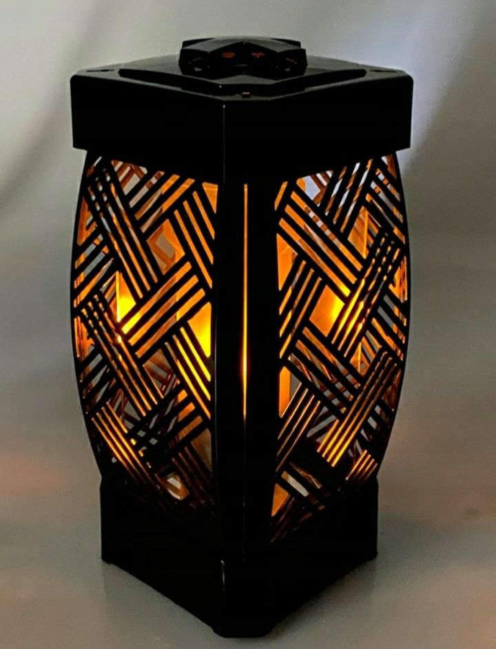 Znicz lampion Glamour Rattan czarny wysokość 25cm.