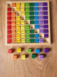 Nowa drewniana tabliczka mnożenia Montessori klocki sorter puzzle ukła
