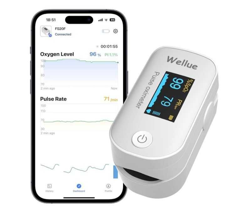 Pulsoksymetr napalcowy Wellue Bluetooth z pamięcią