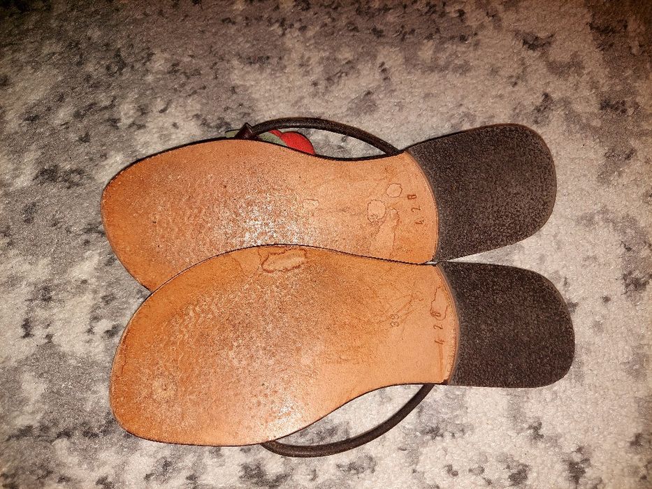 Klapki skórzane Tureckie 39 z różą