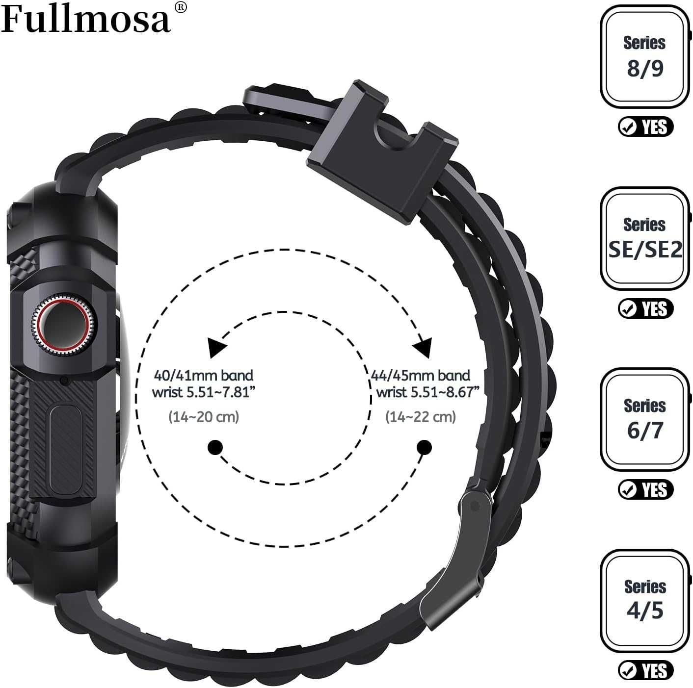 Fullmosa RUGGED ARMOR PRO Apple Watch 9/8/7 45mm SE/6/5/4 44mm pasek