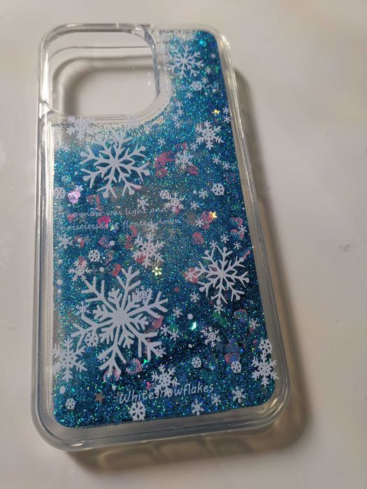 Etui IPhone 13 Pro Nowe motyw śniegu z płynnym brokatem