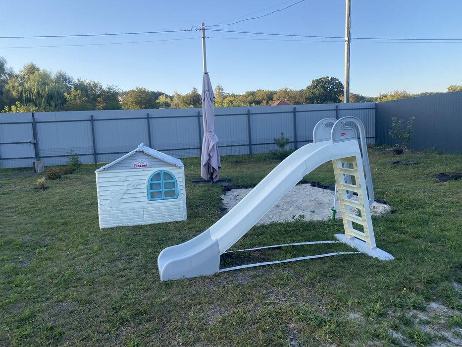 Дитячий набір Doloni будиночок та гірка, сіромолочний