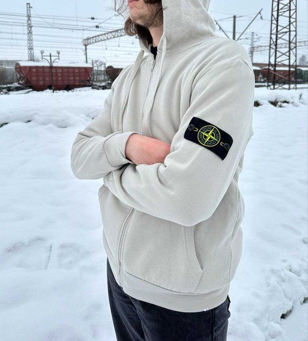 STONE ISLAND Олімпійка ЗІп Худі бежевий | Кофта з капюшоном Стоник