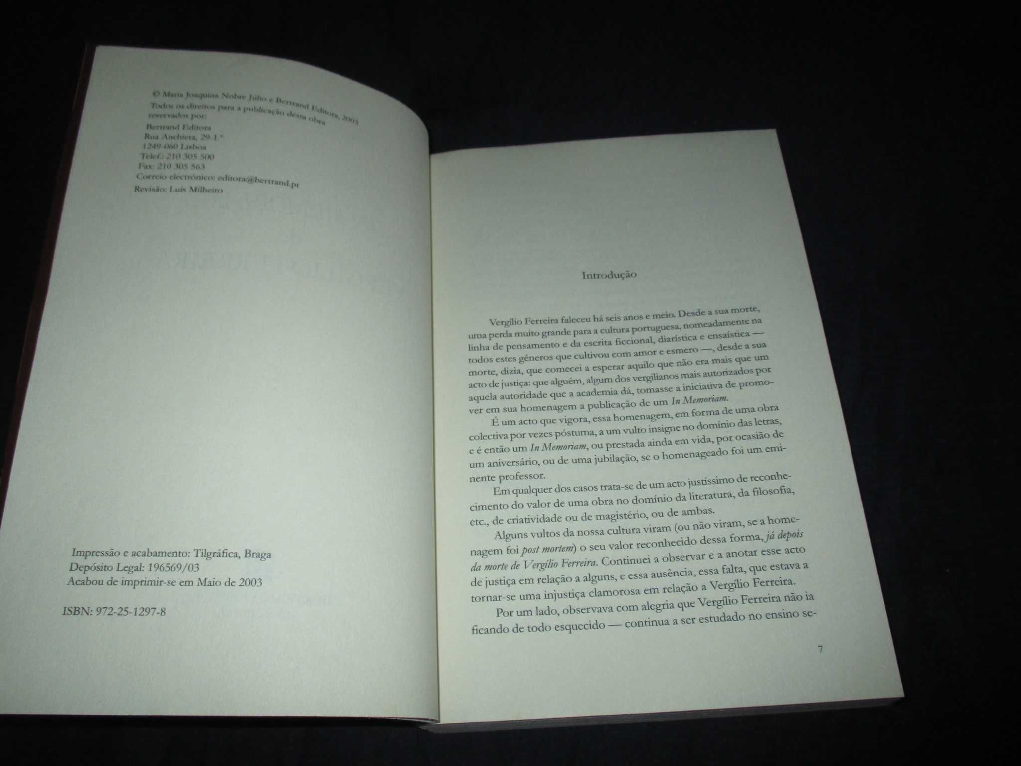 Livro In Memoriam de Vergílio Ferreira