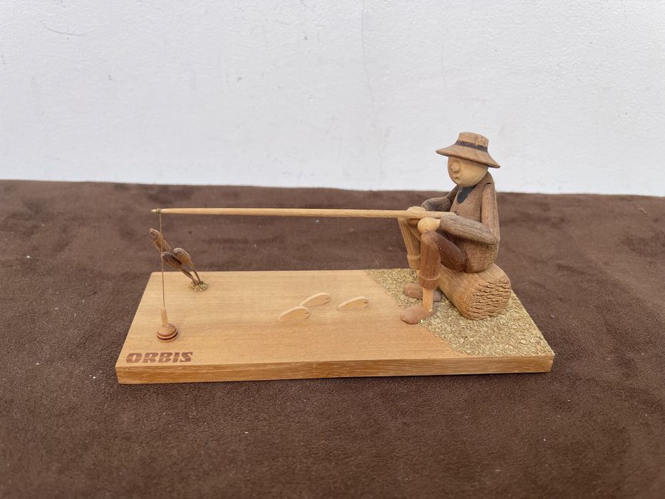 Orbis Byliniak Borowik Stara Drewniana Figurka Rękodzieło z Prl