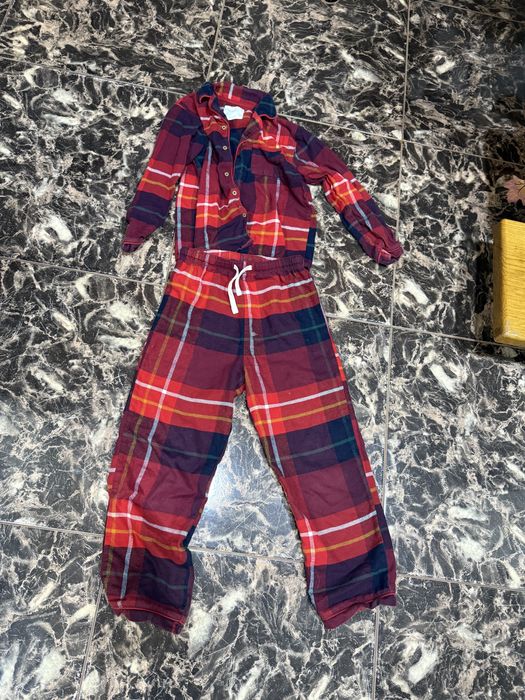різдвяна піжама та чоловічок Next червона у клітинку
