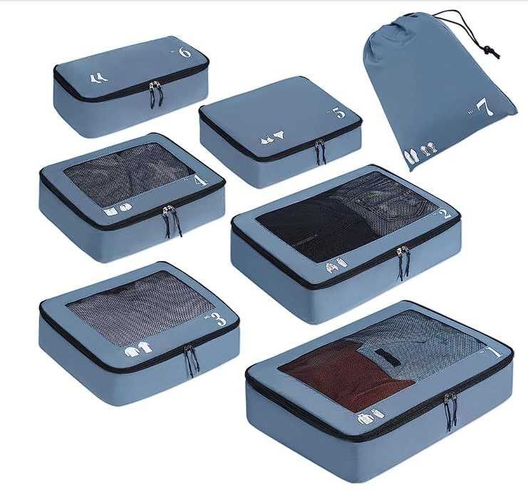 ECOHUB organizer, kostki do pakowania do walizki 7 elementów Niebieski