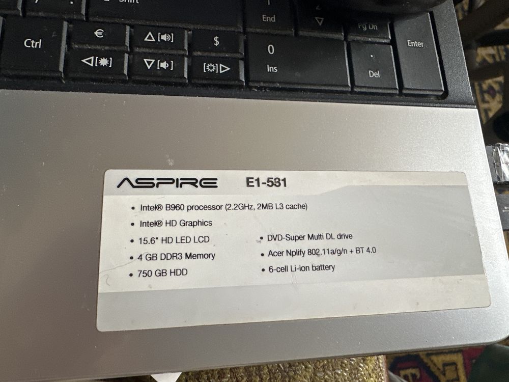 Продам ноутбук ACER Aspire E1-531 intel
