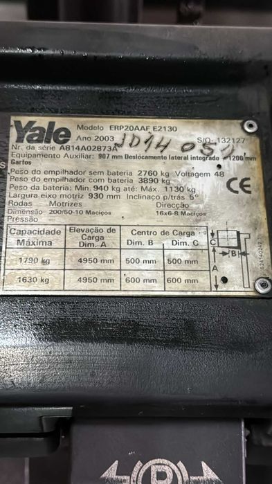 Empilhador Elétrico Yale ERP20AAF E2130 — 2003 — Oportunidade