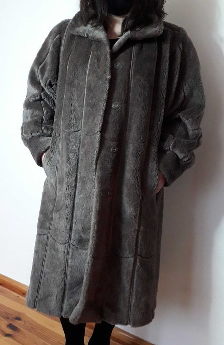 Płaszcz Futro Alpaka Moher naturalnyskład bardzo ciepła alpaka vintage