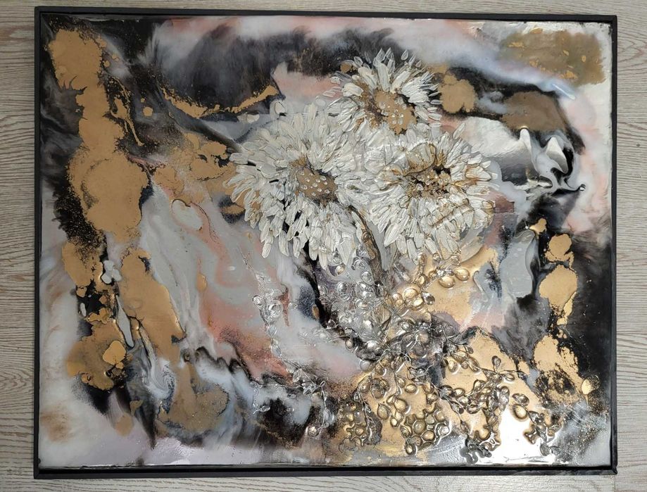 Картина из эпоксидной смолы "Золотое сияние", 40×50 см, ручная работа