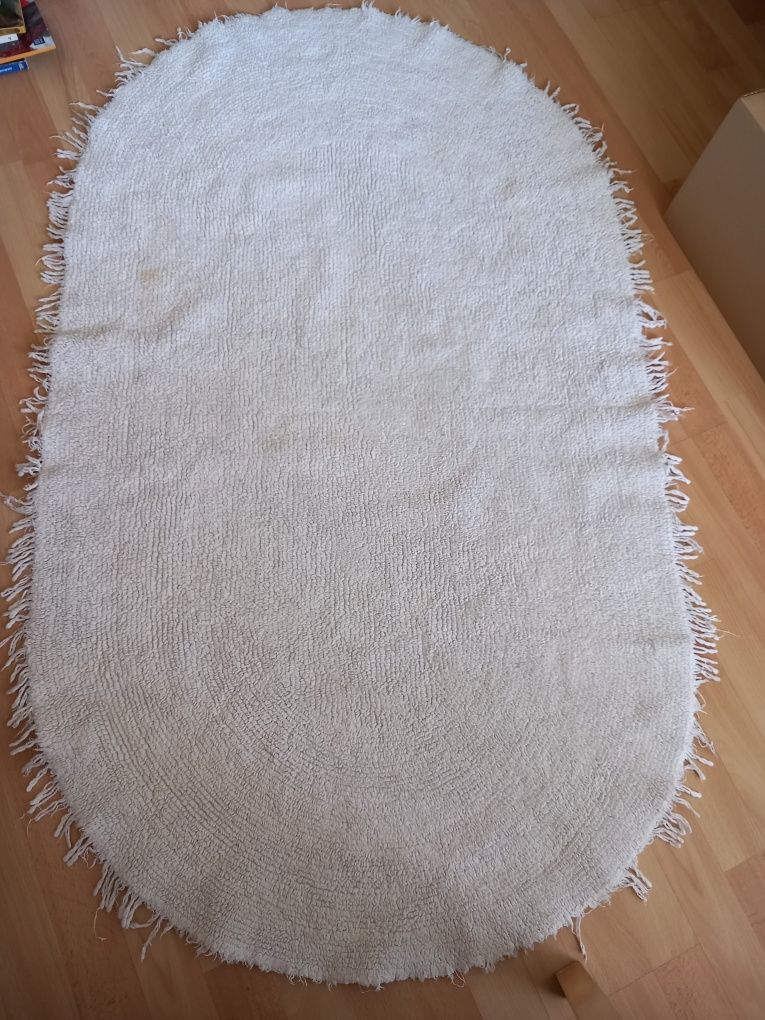 Bawełniany 100% chodnik lub dywanik owalny 82x141 cm, na jednej stroni
