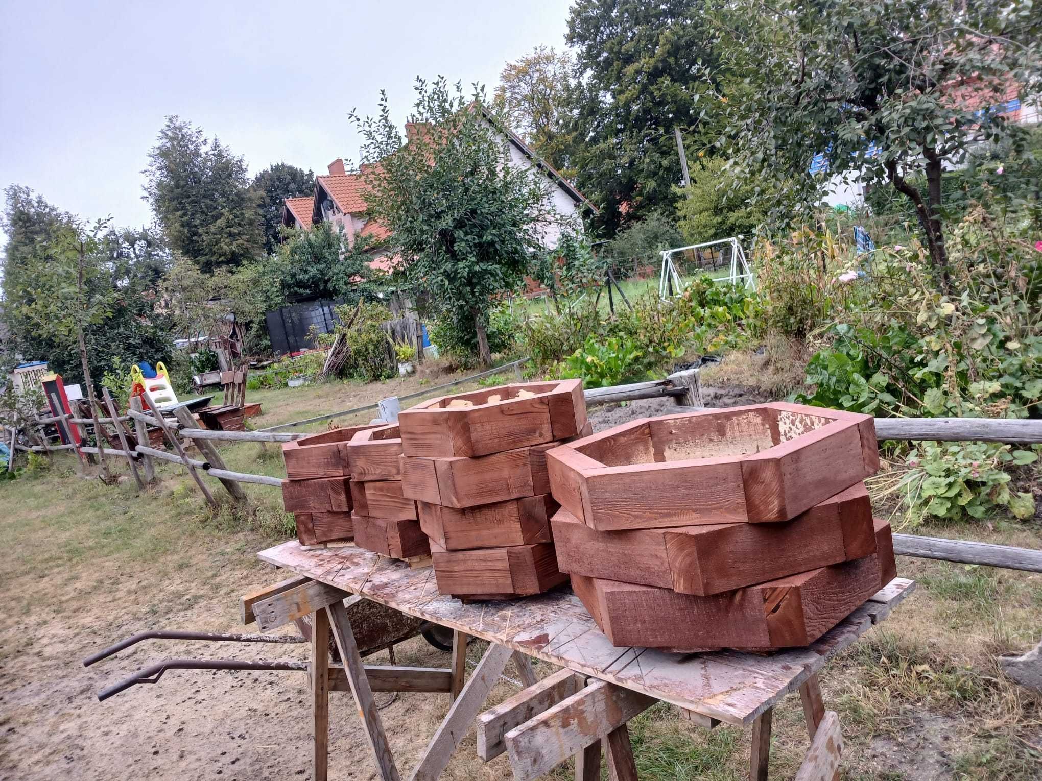Drewniane donice ogrodowe, wysyłka lub odbiór. Cena za 1 sztukę.