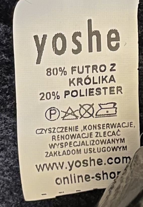 Yoshe płaszcz kurtka granatowa L 80% futro z królika kożuch damski