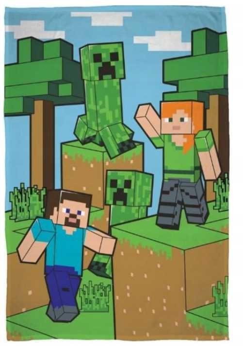 Koc Minecraft 100x150 duży polarowy Creeper Steve Alex