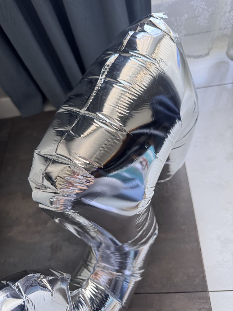 Balon na hel 5 metaliczny srebrny duży cyfra urodziny impreza 70cm