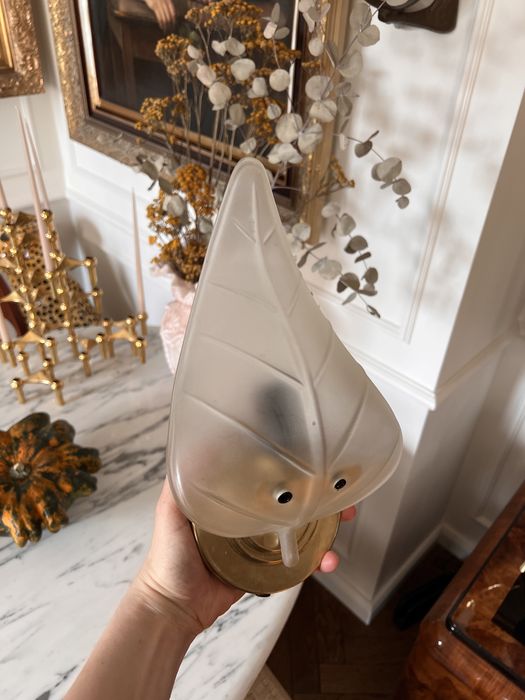 Kinkiet murano liść 1950 mosiądz szkło włoskie Włochy midcentury