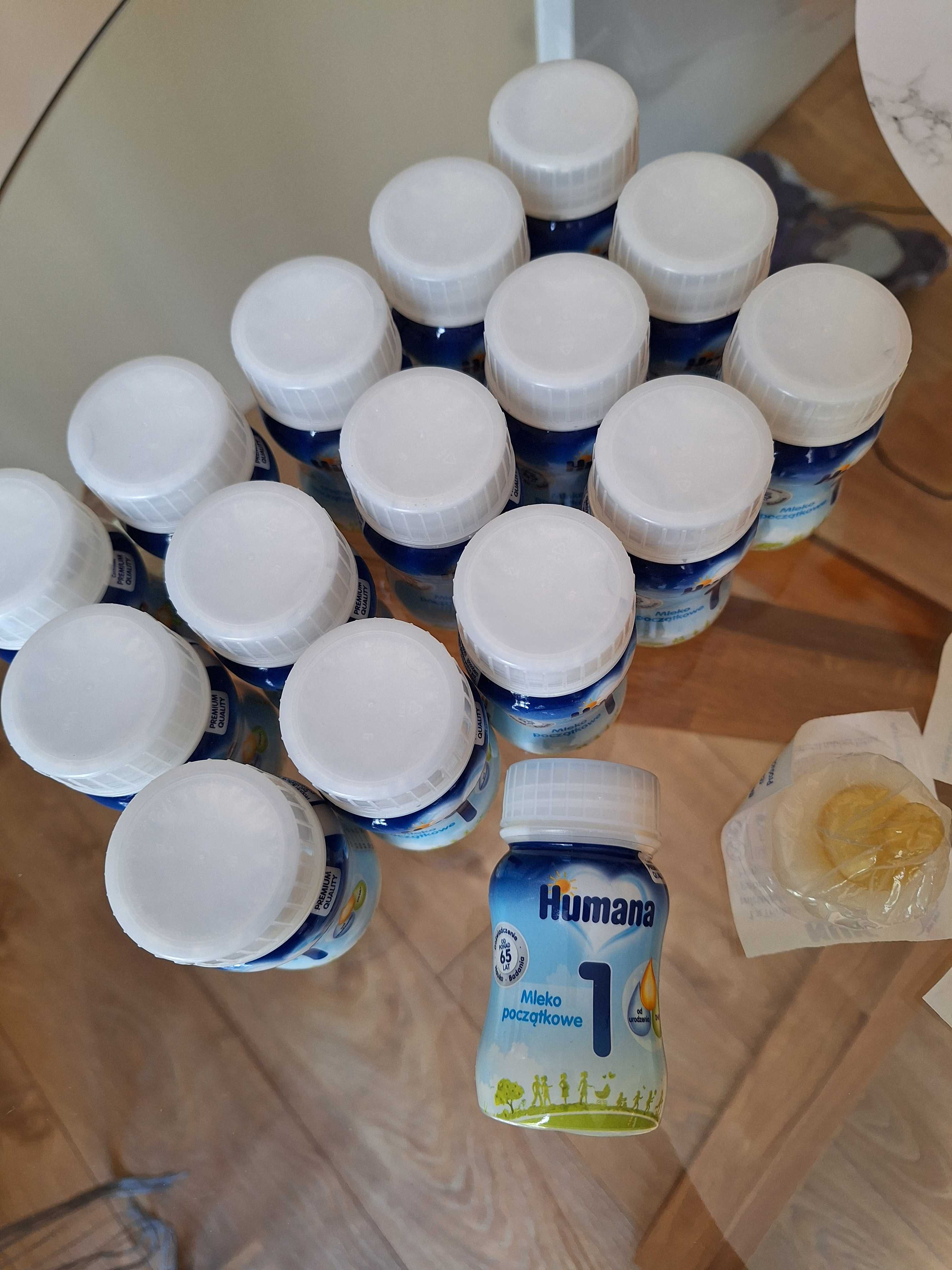Mleko humana 1 buteleczki 90ml 16szt + 3smoczki do nich