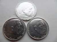 Серебряные монеты 2 рейхсмарки,оригинал,Третий Рейх,Германия.