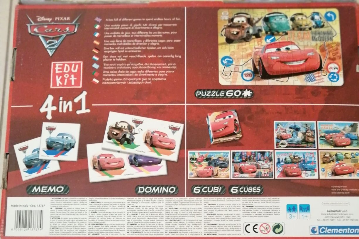 Clementoni - Edu Kit 4 in 1
Disney Pixar - Cars
1 puzzle
1 memo
1 domi