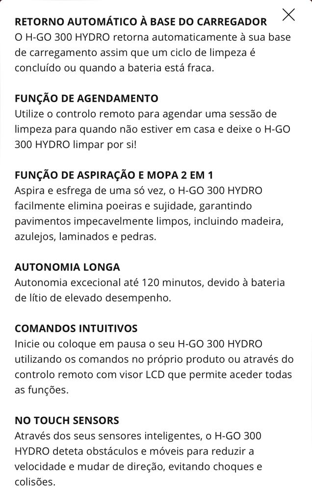 Aspirador Robô da Hoover H-Go 300 Hydro