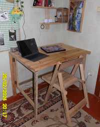 Комплект Рабочий Стол + Стул Деревянные (письменный стол)