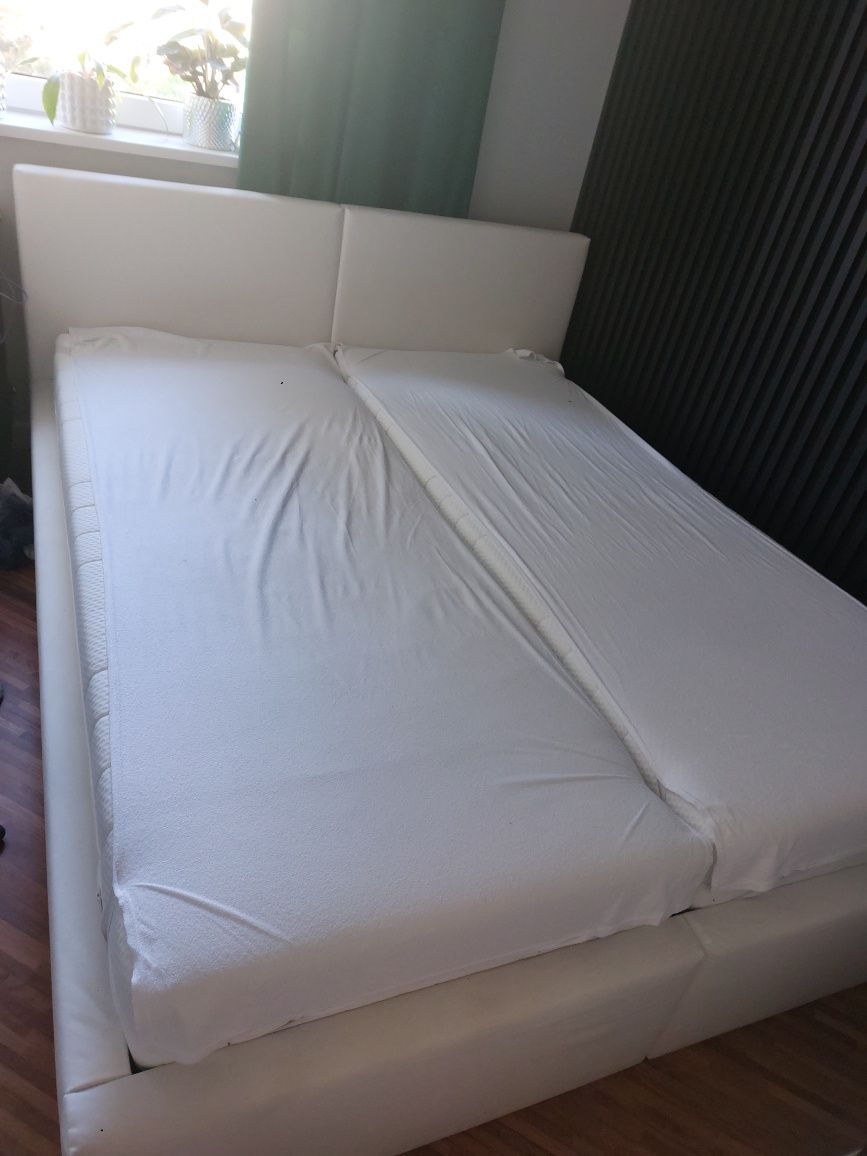 Łóżko sypialniane tapicerowane HILTON 160X200 z pojemnikiem, białe