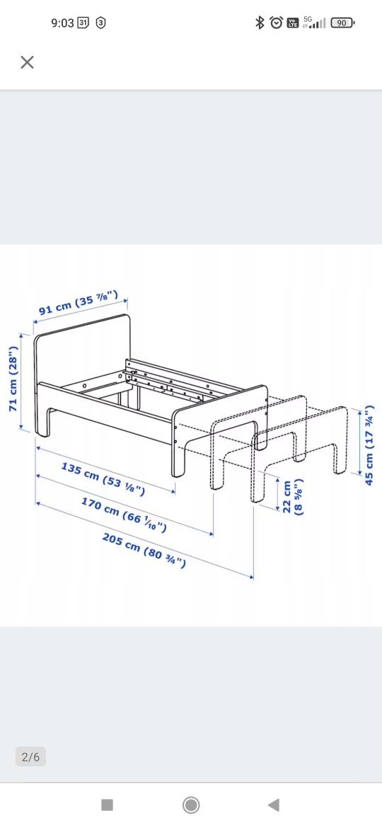 Łóżko IKEA SLÄKT bez materaca dla dzieci.
