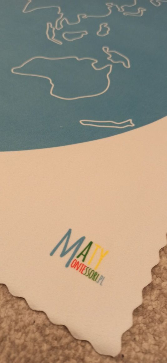 Mata z mapą świata Montessori NOWA + tuba