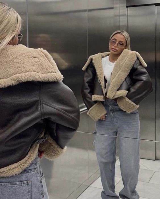 Куртка дублянка коричнева шоколадна зара zara