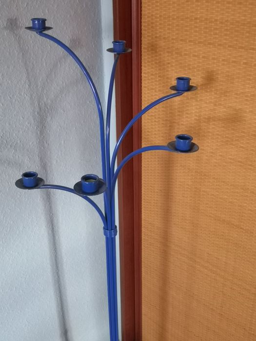 Stojak metalowy  świecznik kolor kobalt