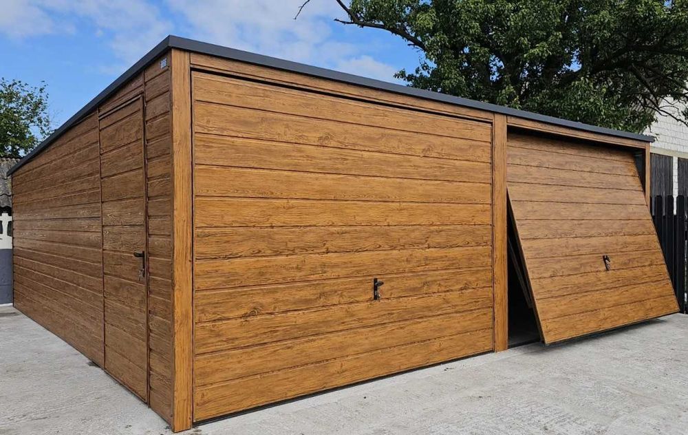 Garaż blaszany DREWNOPODOBNY kolor Premium 6x5 6x6 7x5 8x6