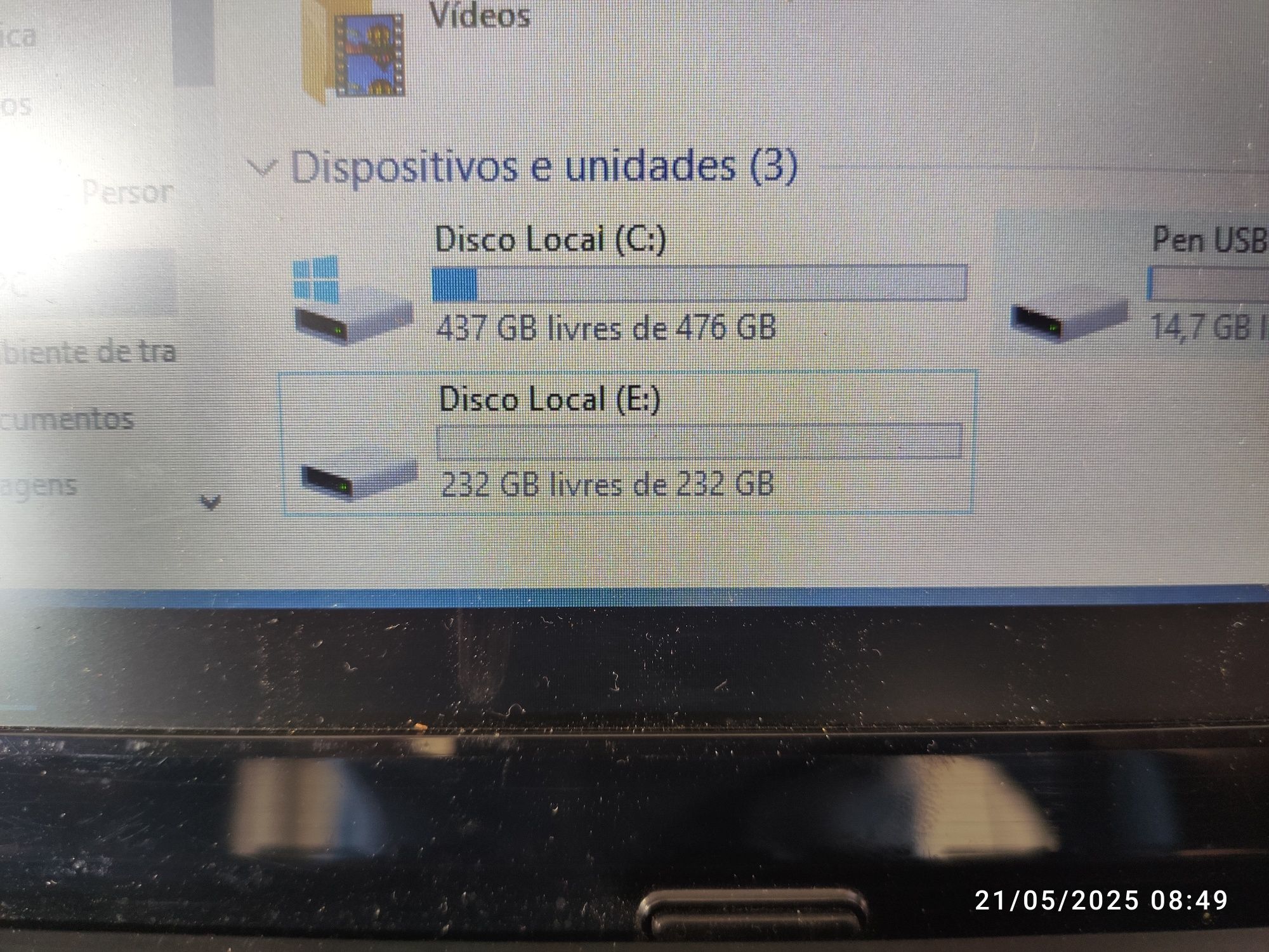 Disco rígido HDD, com 250Gb