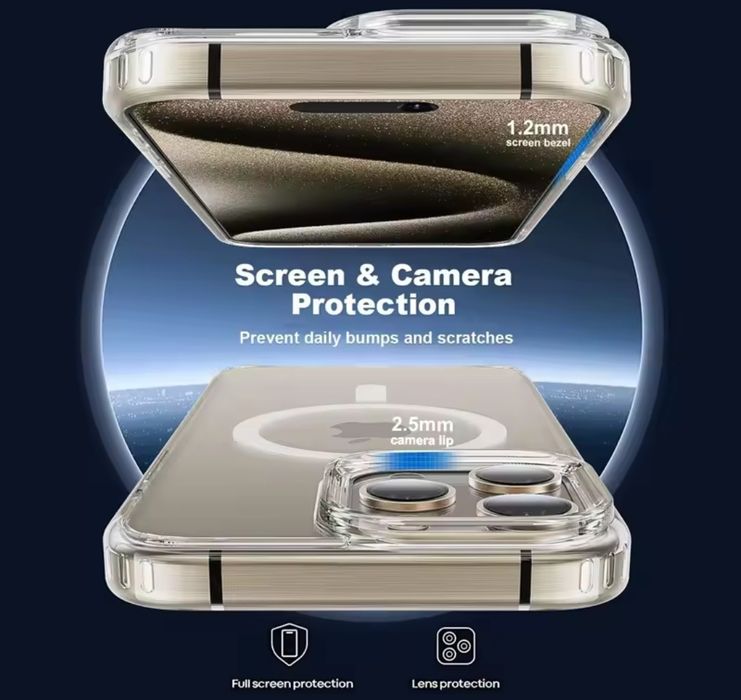 Przezroczyste etui iPhone 16 Pro magnetyczne + gratis szkło na ekran