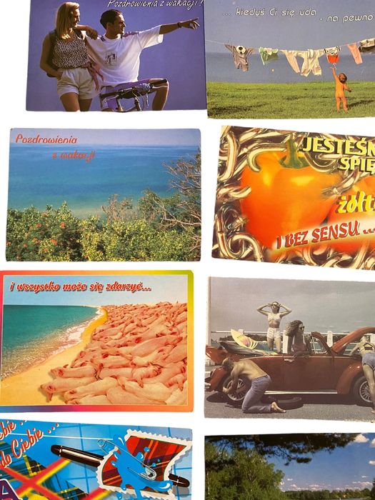 Pocztówki, ludzie, pozdrowienia, printcard, merigraf, top graphic